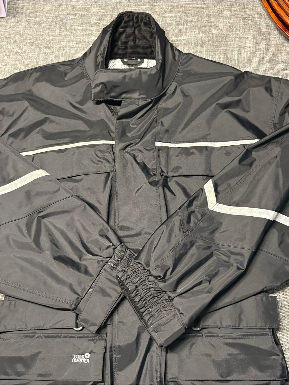 Tour Master Men's Motorcycle Black Reflective Raincoat